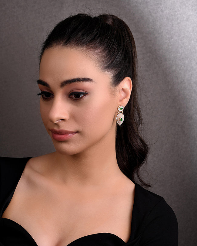 Pearl, Diamond and Emerald earrings